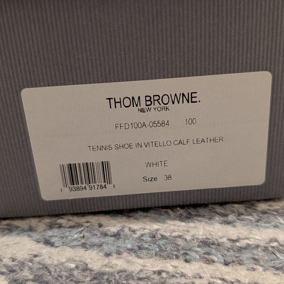 [Thom Browne] White Vitello Calf Tennis Sneakers Sz 38 - Picture 5 of 14